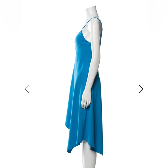 Spaghetti Strap Blue Asymmetrical Cocktail Dress - Picture 2 of 6
